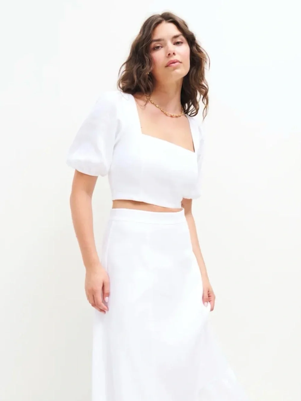 Reformation White Midi Ruffle-Hem A-Line Skirt - Picture 2 of 5